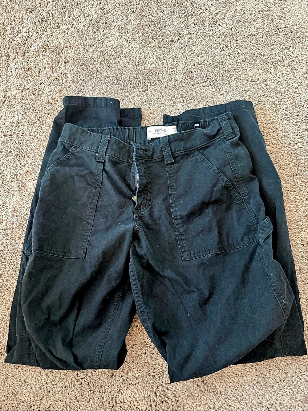 Hollister Low-Rise Taper Baggy Pants Black Waist 27